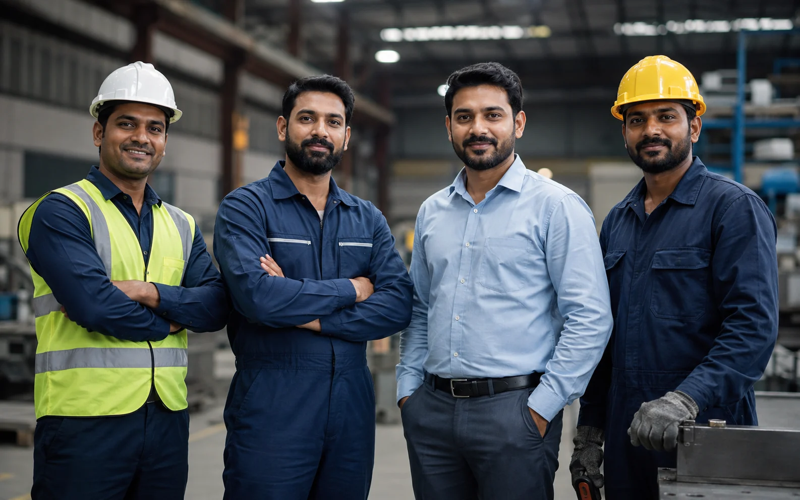 Indian warehouse factory and construction workers